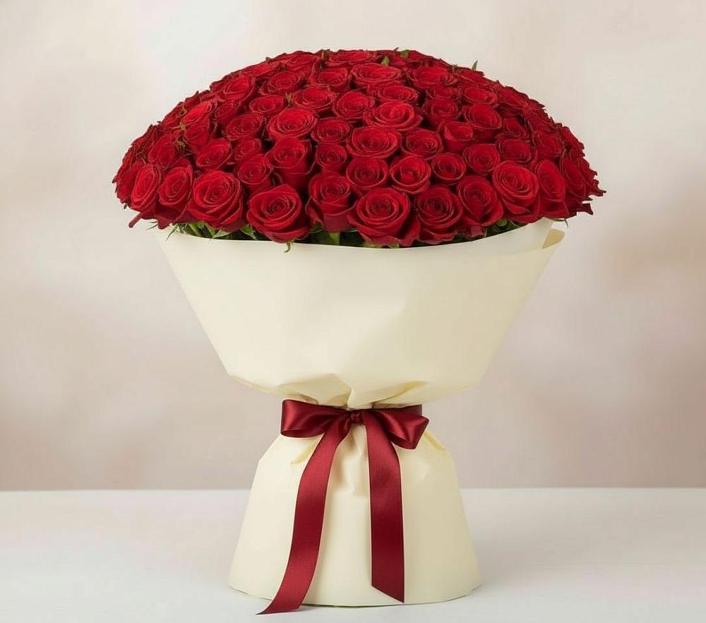 Букет 101 Красная роза Милано в Беляниново