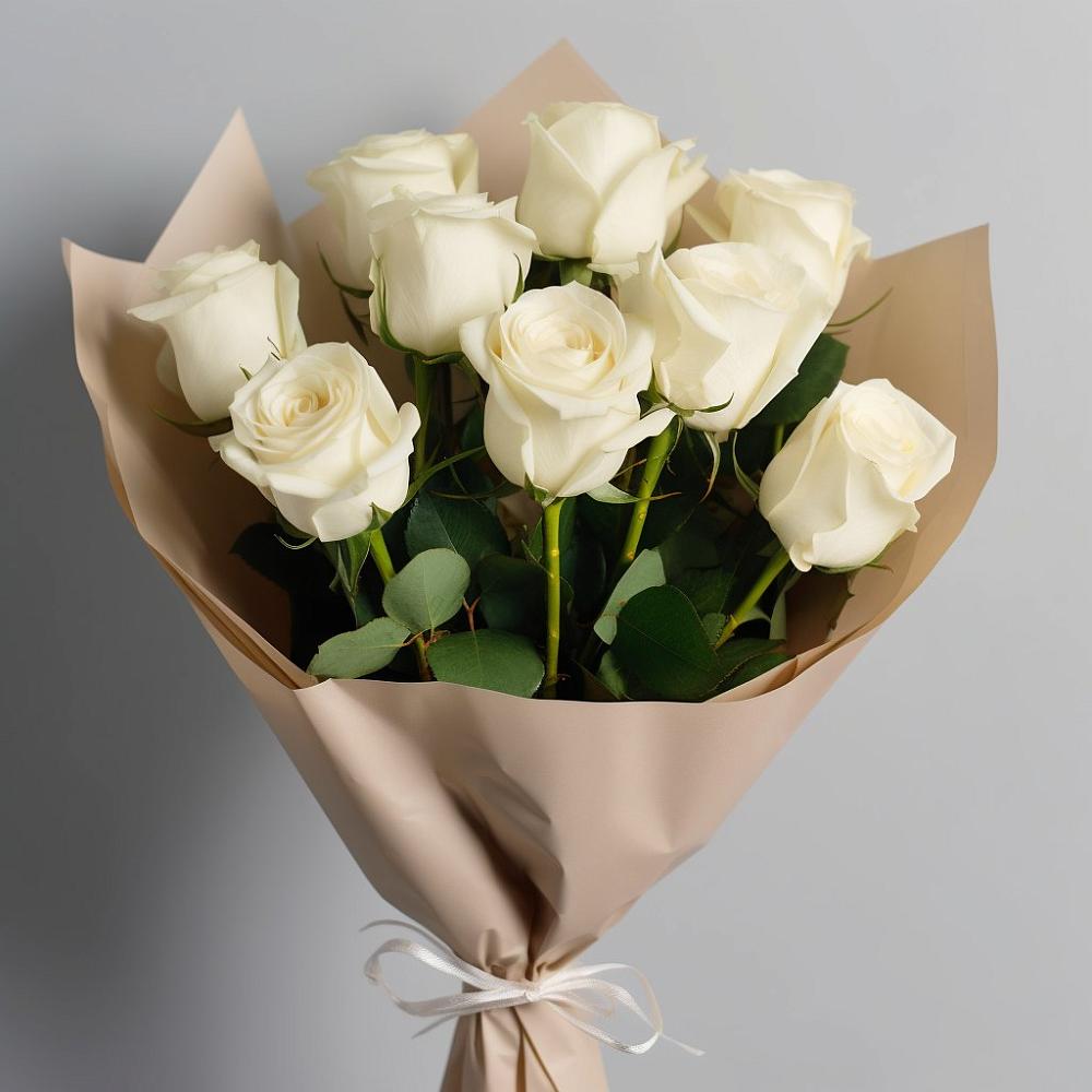 Букет 9 Белых роз Эдлесс Лав в Беляниново