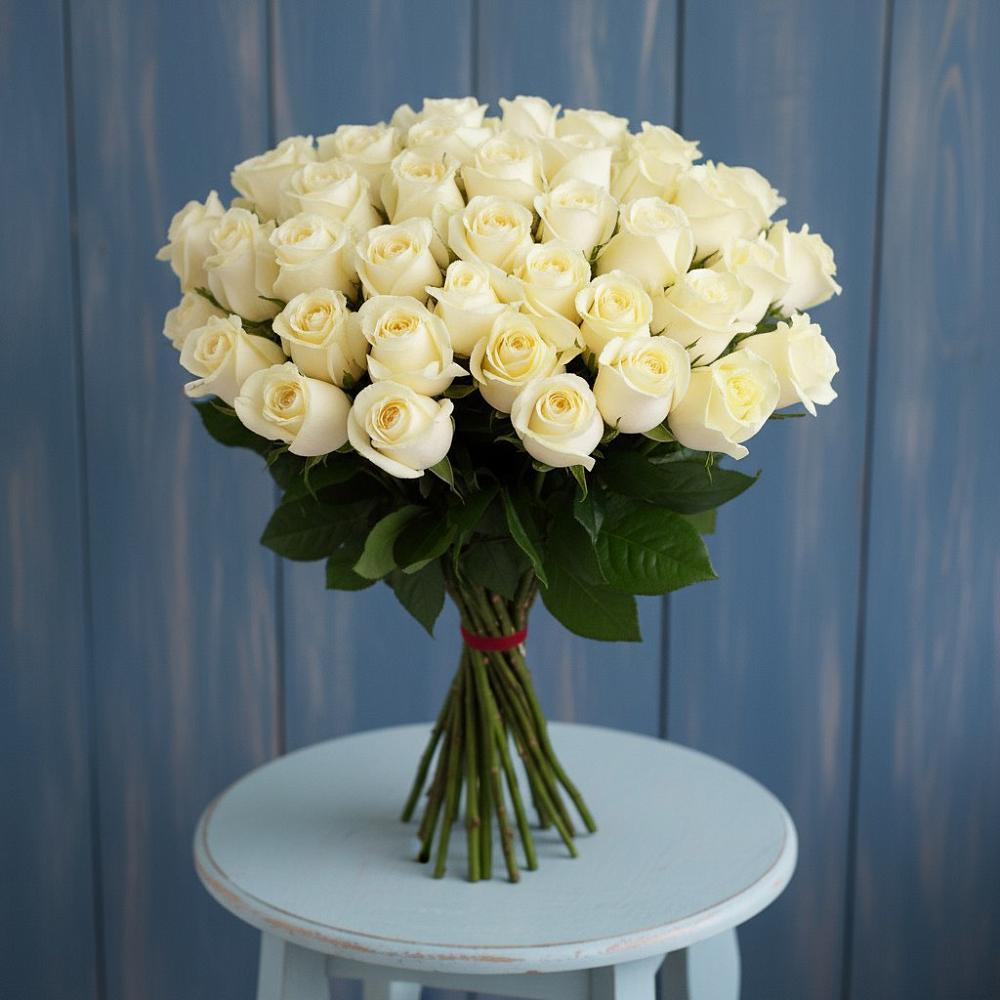 Букет 51 Белая роза Эдлесс Лав в Беляниново