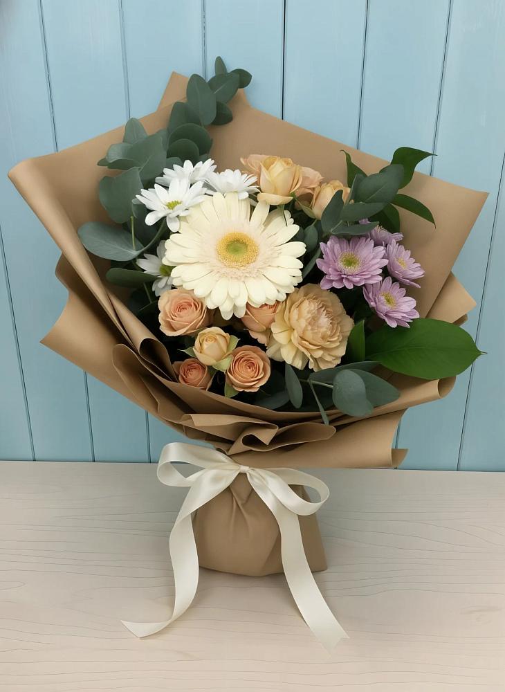 Букет цветов из: Герберы и Хризантемы в Беляниново