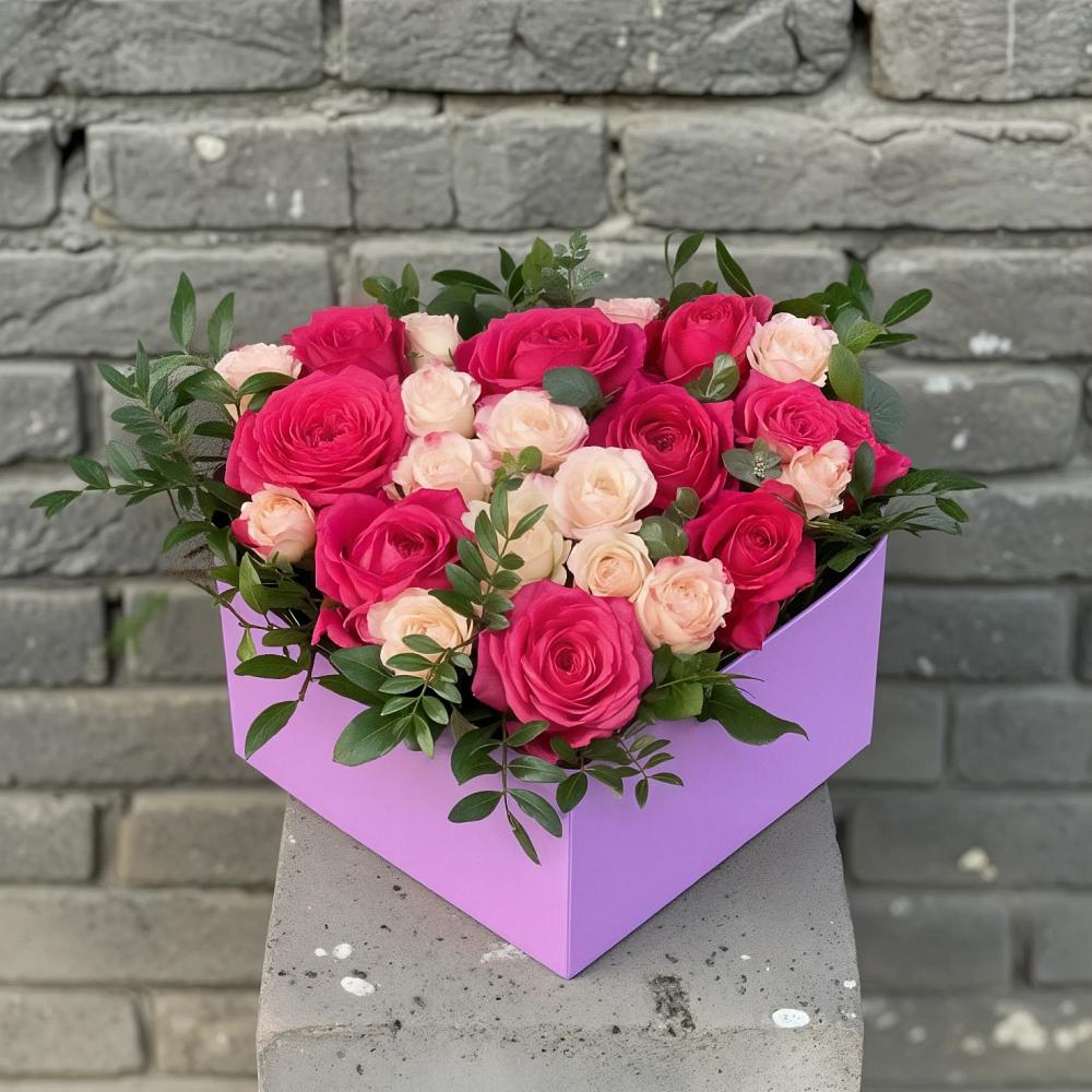 Цветочная композиция из Розы в коробке в Беляниново