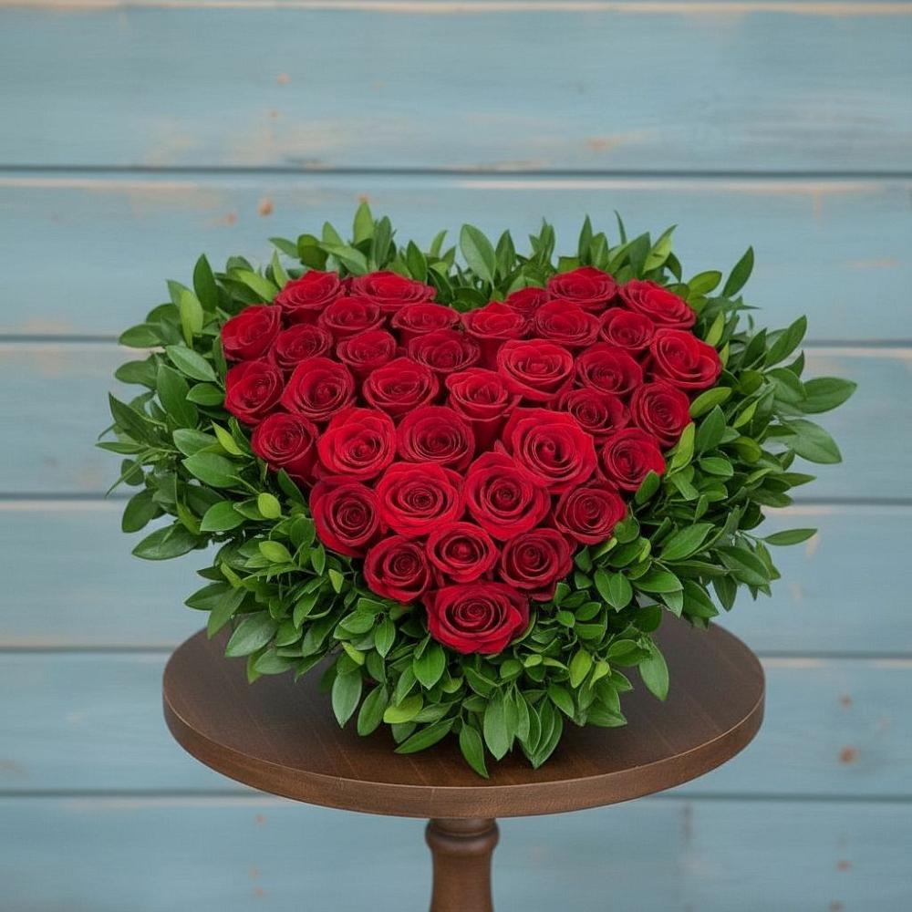 Цветочная композиция из Розы в виде сердца в Беляниново