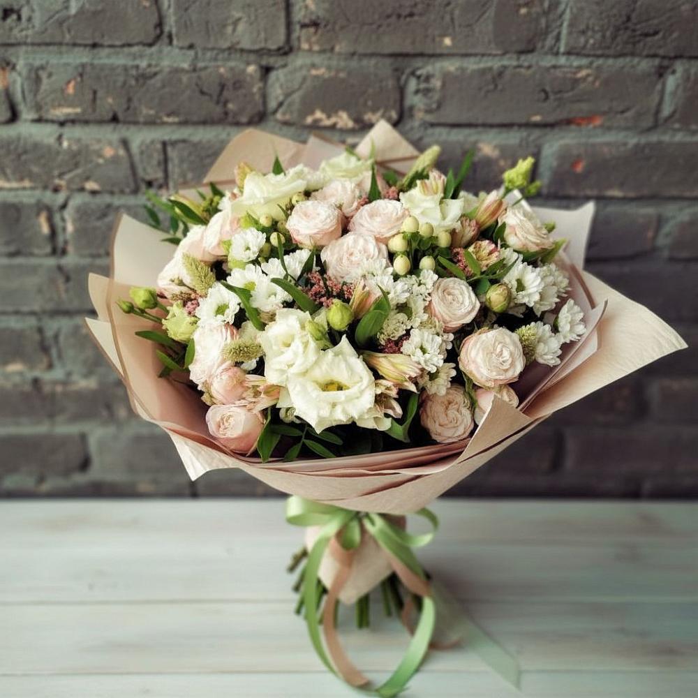 Букет цветов из: Альстромерии, Розы и Хризантемы в Беляниново