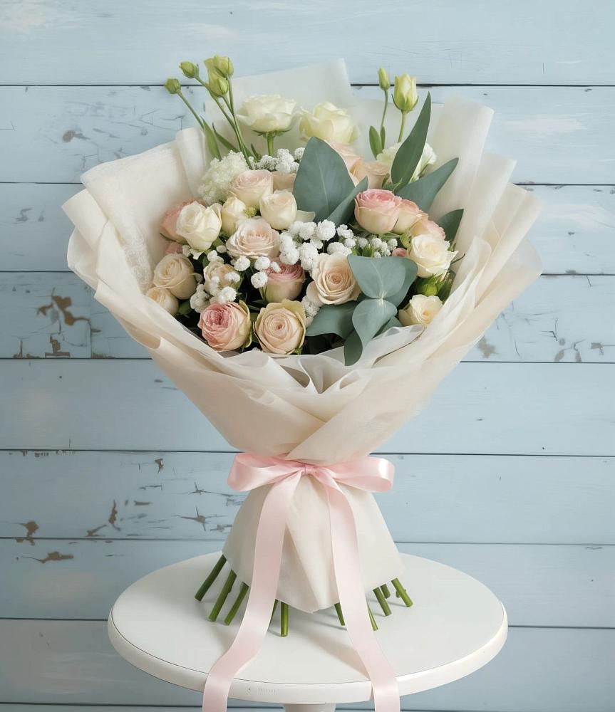 Букет цветов из: Розы и Лизиантусы в Беляниново