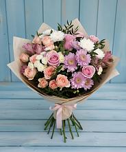 Букет цветов из:  Хризантемы, Розы и Альстромерии в Беляниново