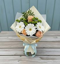 Букет цветов из:  Герберы, Розы и Хризантемы в Беляниново