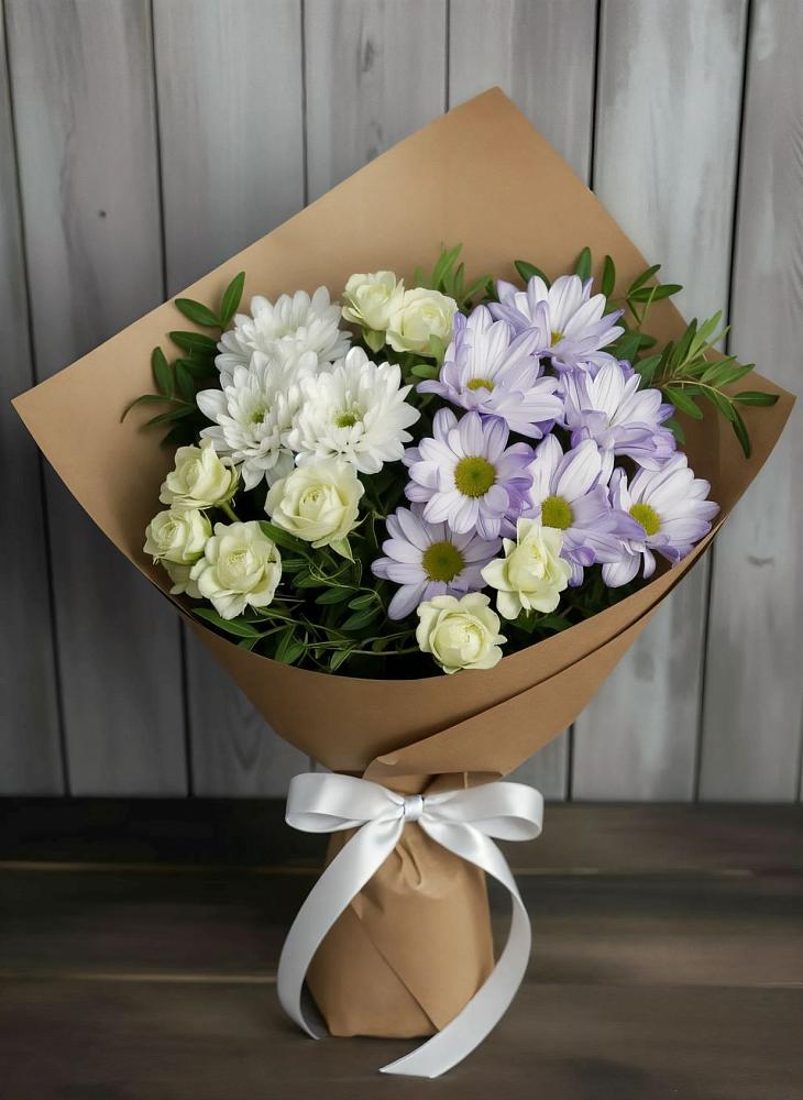 Букет цветов из: Хризантемы и Розы в Беляниново